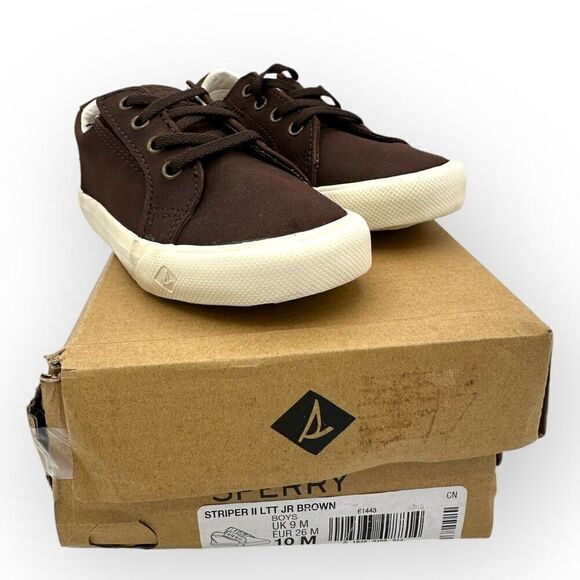 Sperry Kids Striper II LTT Jr Top Sider Lace Up Sneaker Shoes Brown Size 10M - Picture 1 of 10